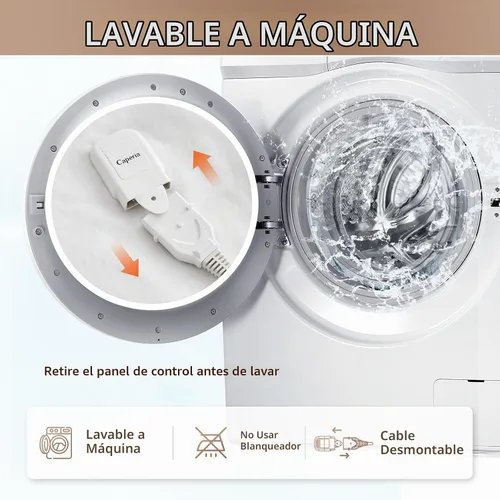 Vista 8 de Caperia Protector de colchón térmico individual, protector de colchón eléctrico con 9 ajustes de calor, función de memoria, calentamiento rápido Gris