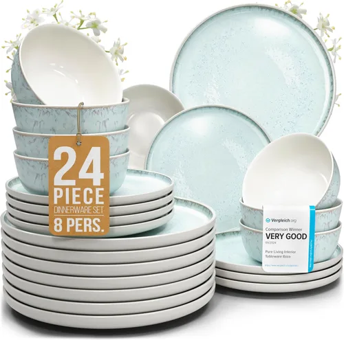 Vista 25 de Juego de vajilla de gres para 4 personas 12 piezas – Juego de platos y cuencos negros mate – Apto para lavavajillas, microondas y resistente a