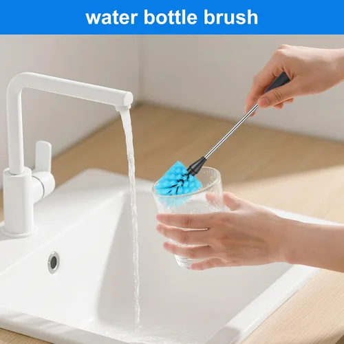 Vista 4 de Cepillo para Botella de Agua, Cepillo Limpiador de Botellas de 15 Pulgadas de Largo, Cepillo de Botellas, Cepillo de Cocina Adecuado para Botellas
