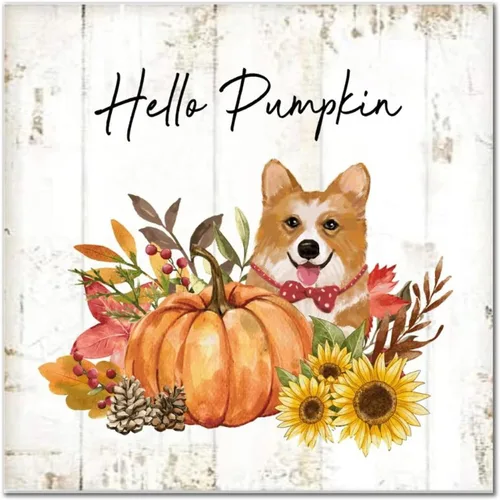 Vista 8 de Hello Pumpkin Boston Terrier Dog Wood Signs Pumpkin Farm Wall Plaque Gives Thanks Porch Sign Rustic Home Family Wall Decoration for Home Front Door