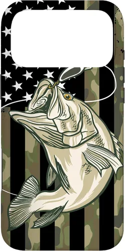 Vista 26 de Fishing Camouflage US American Flag Bass Fish Fisherman Camo Case for iPhone 17