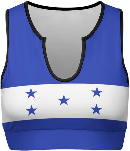 Vista 5 de Camiseta sin mangas con la bandera de Honduras para mujer, camiseta sin mangas deportiva para entrenamiento, yoga, talla S