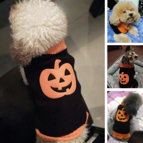 Vista 6 de Suéter con calabazas para perros BOBIBI, día festivo Halloween, ropa para mascotas, m