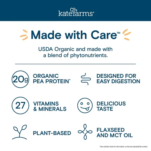 Vista 5 de KATE FARMS Batido orgánico de apoyo renal 1.8 a base de plantas, vainilla, 20g de proteína, 27 vitaminas y minerales, soporte nutricional