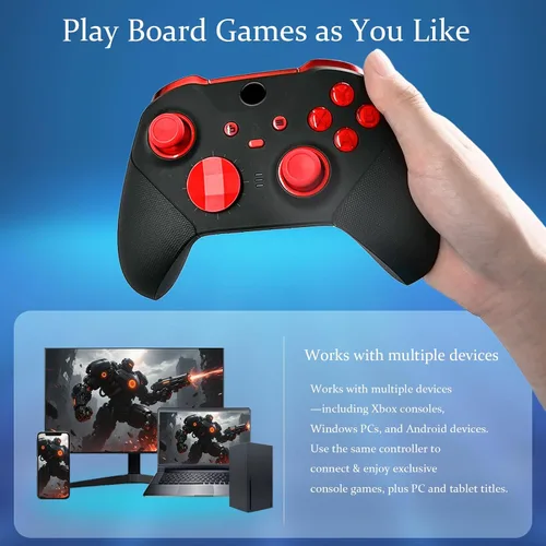 Vista 4 de KanKanGou Customized Elite Series 2 Controller-Magic Sound Red,Compatible with Xbox Elite Series 2 Controller,Gamepad Compatible for Xbox One,Xbox