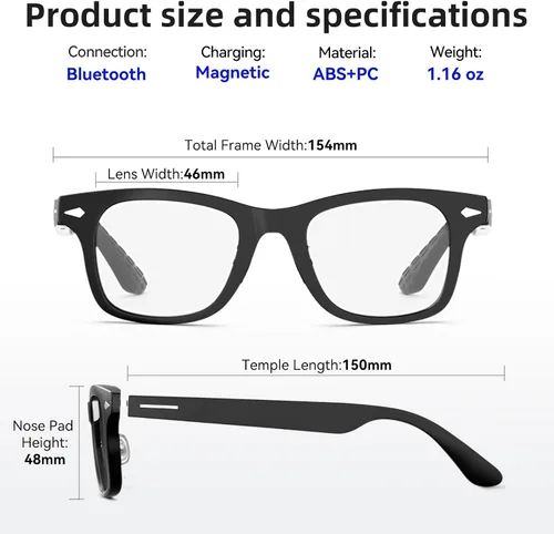 Vista 7 de Lentes inteligentes, lentes de sol polarizados con altavoz Bluetooth 5.4 de oído abierto, protección UV atlético/exterior y compatible con asistente