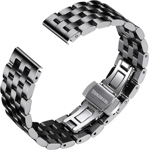 Vista 2 de BINLUN Correa de reloj de acero inoxidable de repuesto de metal para hombres y mujeres, 0.709 in0.748 in0.787 in0.827 in0.866 in0.945 in con extremo