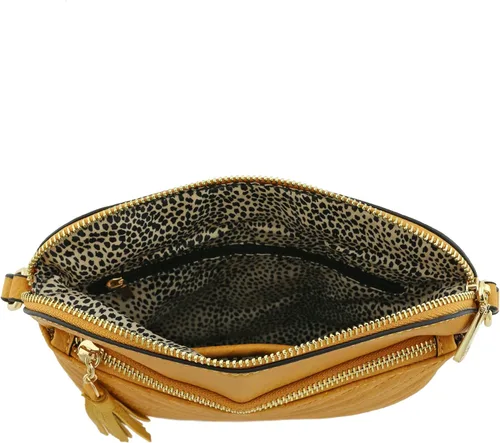 Vista 6 de Bandolera o bolsa mediana con patrón triangular, de estilo cruzado, acolchada y con borla