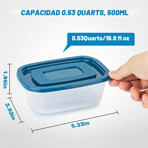 Vista 5 de PEDECO 10 recipientes de almacenamiento de alimentos, aptos para microondas y congelador, juegos de recipientes de alimentos, recipientes