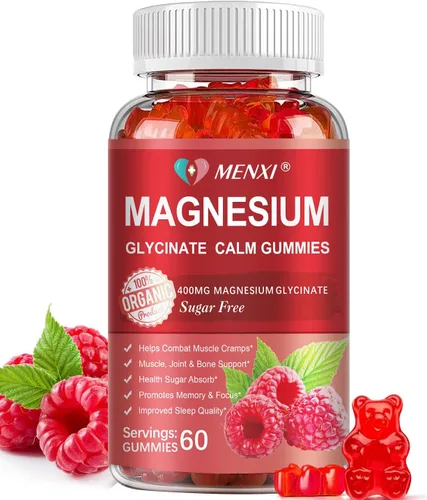 Vista 12 de Gomitas de magnesio de 600 mg por porción: glicinato de magnesio 400 mg y malato de magnesio 200 mg, suplemento de magnesio y potasio sin azúcar