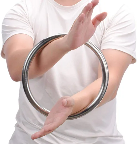 Vista 2 de HYOUT Anillo de acero inoxidable Wing Chun Yewen Sau de entrenamiento manual adhesivo para fuerza de mano Tsun Siu Lum Kung Fu de autodefensa