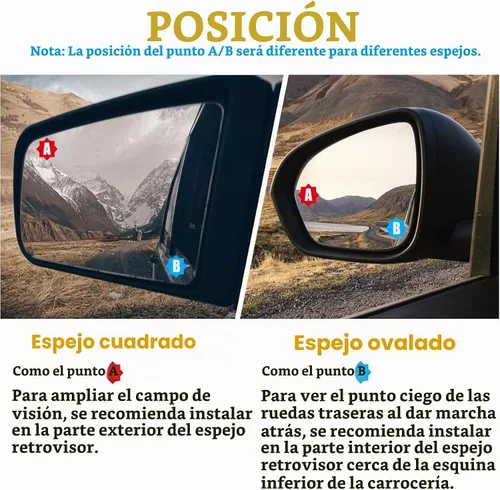 Vista 7 de Espejo retrovisor convexo redondo de vidrio HD de 2 pulgadas con marco, espejo de punto ciego para automóvil, gran angular de 360 grados con parte