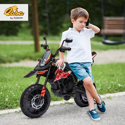 Vista 2 de Qaba 12V Niños Motocicleta Bicicleta Eléctrica Entrenamiento Ruedas LED Aprilia - Bicicleta eléctrica con licencia de resorte, USB, música, funciona