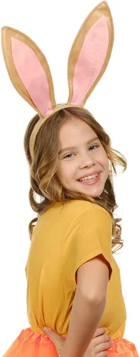 Vista 6 de Funcredible Diadema de orejas de conejo, orejas de conejo flexibles para mujeres y niños, accesorios de disfraz de conejo de felpa suave, diadema