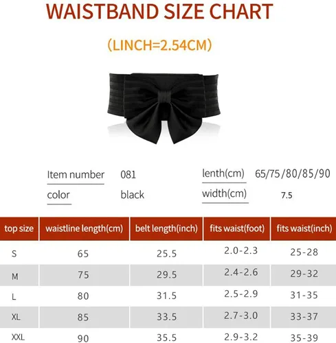 Vista 6 de YALEMEI - Cinturón de cintura elástico ancho con lazo para mujer, adorable accesorio de vestir, Negro