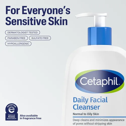 Vista 6 de Cetaphil Lavado Facial, Limpiador Facial Diario para Piel Sensible, Mixta a Grasa, NUEVO Paquete de 2 de 16 oz, Espuma Suave, Sin Jabón
