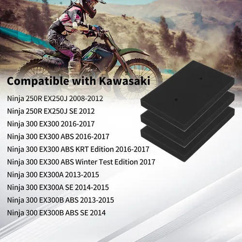 Vista 11 de Filtro de aire 11013-0020 HFA2505 compatible con Kawasaki Ninja 250R EX250 Ninja 300 EX300 EX300A EX300B 2008-2017