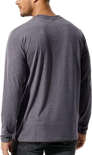 Vista 5 de MIER X-Sofort - Camisetas de manga larga para hombre, ligeras, súper suaves, atléticas, cuello redondo, para correr, descansar, entrenamiento casual