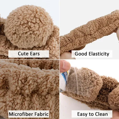 Vista 6 de YISSION 2 diademas de spa con orejas de oso, banda antideslizante para lavado de cara, maquillaje, cuidado de la piel, diadema facial, banda