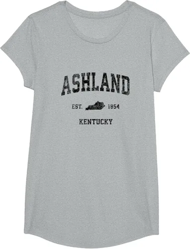 Vista 91 de Ashland Kentucky KY Vintage Sports Design Camiseta de impresión negra Asfalto