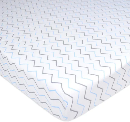 Vista 17 de American Baby Company - Sábana bajera ajustable de tejido de punto suave y transpirable 100% algodón, sábanas de practicuna, Azul