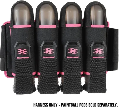 Vista 2 de Empire Omega Paintball - Arnés de 4 cápsulas con gancho y bucle, color negro y rosa, negro y rosa