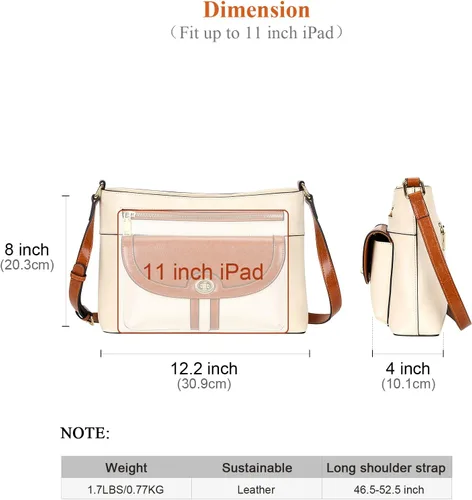 Vista 5 de Over Earth Bolsos cruzados de cuero para mujer, bolso de hombro para mujer