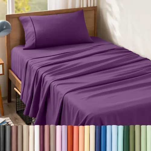 Vista 129 de Bare Home Juego de Sábanas Twin - Sábanas de Cama de Microfibra Ultra-Suave 1800 - Doble Cepillado - Bolsillos Profundos - Ajuste Fácil - Extra