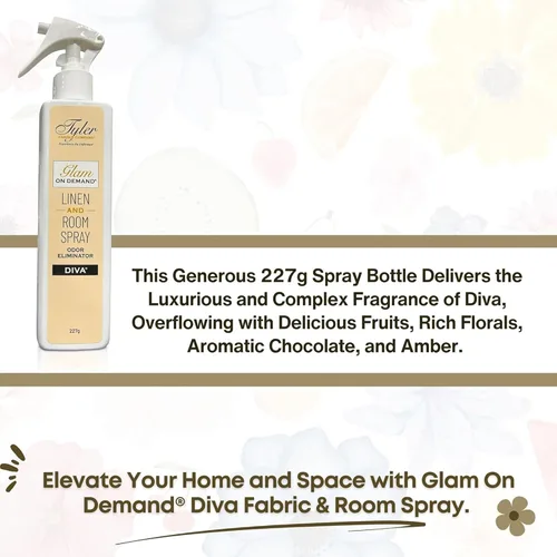 Vista 5 de Tyler Glam on Demand - Spray para Ropa de Cama y Habitación Aroma Diva Paquete de 2 - Paquete de Ambientador y Eliminador de Olores con Bolígrafo