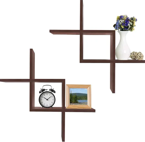 Vista 11 de Greenco Criss Cross Intersecting - Estantes flotantes para montar en pared.