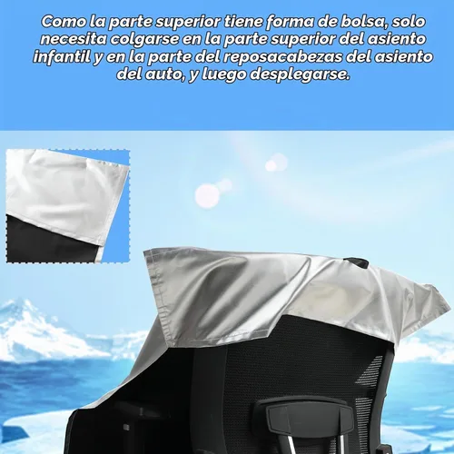 Vista 4 de VisionKids Funda de parasol para asiento de automóvil para bebé con bolsa de almacenamiento gratuita incluida, protector de calor para asiento