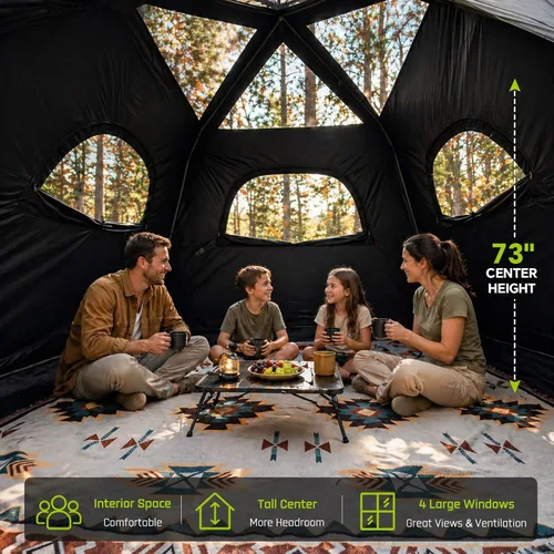 Vista 6 de Instant Tent, 6 Person Blackout Tents for Camping with Top Rainfly