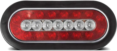 Vista 3 de Partsam 2 luces LED ovaladas de freno para remolque de camión de 6 pulgadas, luces traseras para luces traseras rojas y ámbar, luces direccionales