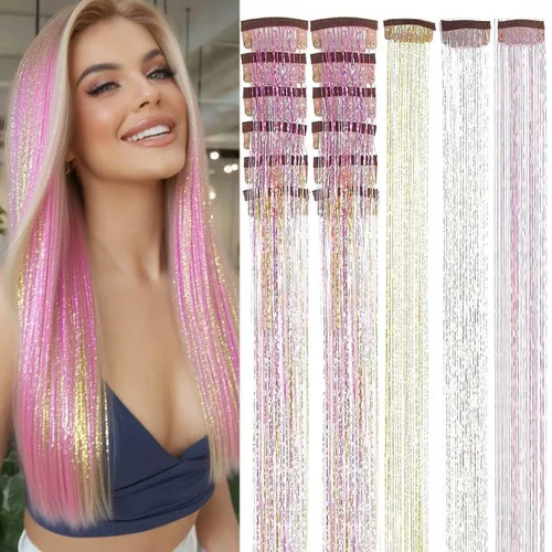 Vista 30 de Extensiones de cabello humano real con broches, 4.23 oz, 7 unidades, extensiones de cabello humano real con clip, de 14 pulgadas, rubio ceniza a