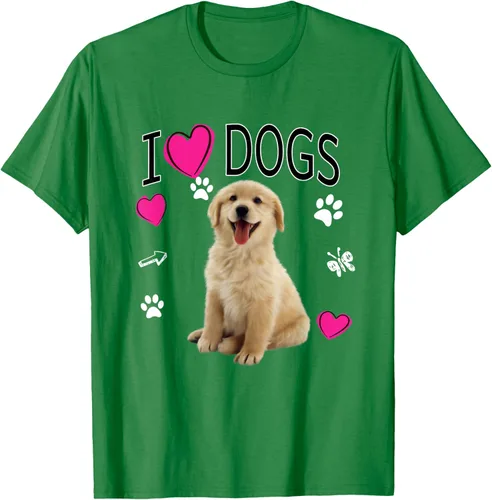 Vista 55 de Camiseta I Love Dogs - Camiseta Golden Labrador retriever, Azul Negro