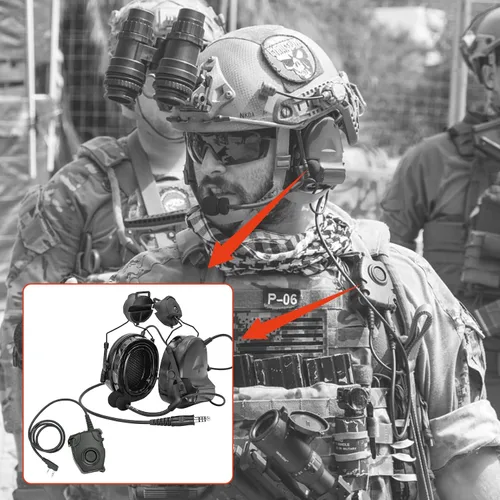Vista 7 de COMTA 2 auriculares tácticos con U94 PTT 2pines, para airsoft, caza, al aire libre, auriculares con cancelación de ruido