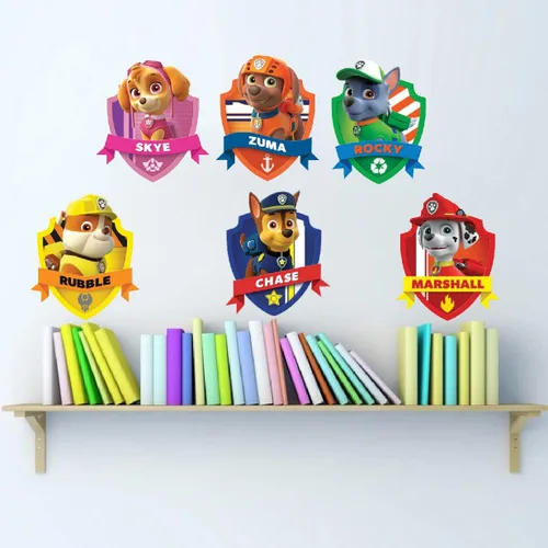 Vista 2 de Paw Team Kids - Calcomanías de pared de dibujos animados para dormitorio, apartamento, habitación temática de patas, guardería, programa