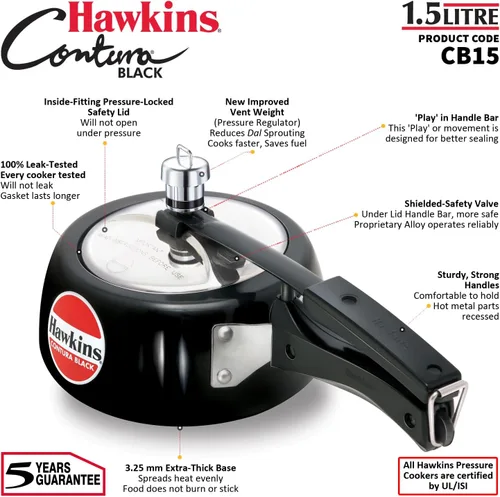 Vista 8 de Hawkins Olla a presión Contura Black 1,5 litros
