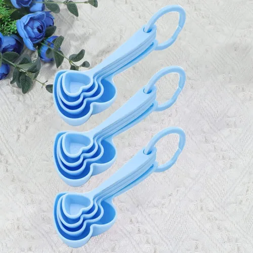 Vista 4 de Hemoton Cucharas medidoras de plástico con forma de corazón, cucharadita de postre cuchara para hornear de cocina