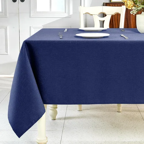 Vista 17 de IVAPUPU Mantel de Lino Texturizado para Mesa Rectangular - Mantel de Tela Impermeable Rectangular Sin Arrugas Limpiable Cubierta de Comedor