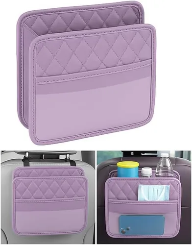 Vista 12 de Mandark Organizador de respaldo de asiento de automóvil, cuero PU, bolsillo de almacenamiento colgante para asiento trasero del vehículo, accesorios