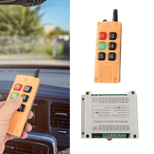 Vista 4 de VBESTLIFE Interruptor de control remoto de relé 12V 10A, 6CH 433Mhz, negro, manual, normalmente abierto