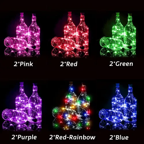 Vista 3 de Luces para Botellas Paquete de 12, 20 LEDs Luces de Corcho para Botellas de Vino con Batería (Incluida) Mini Luces de Cadena de Hadas