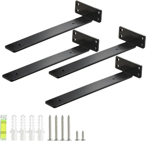 Vista 18 de HEART ART Soportes flotantes para estantes de 6 pulgadas, color negro resistente, paquete de 2 6 pulgadas de largo x 1.3 pulgadas de alto x 1.3