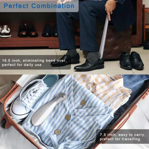 Vista 3 de BOOMIBOO 2 bocinas para zapatos, bocina de zapatos de 16.5 pulgadas de largo para uso doméstico, bocina de zapatos de 7.5 pulgadas para viajes