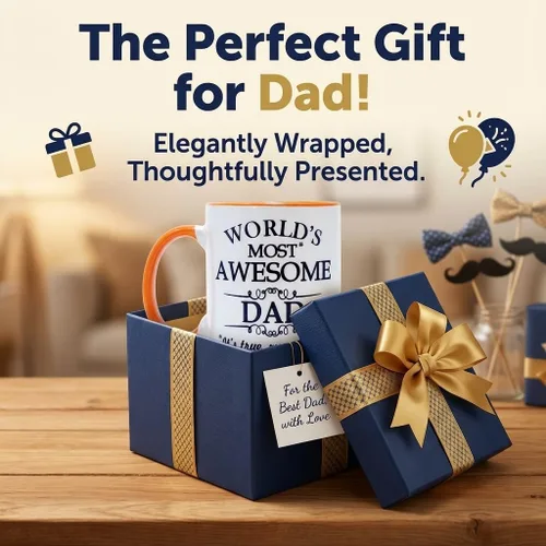 Vista 7 de STORE INDYA Taza de cerámica con diseño impreso para papá más impresionante del mundo – Taza de té y café – Para padre