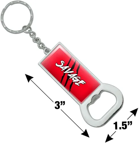 Vista 3 de Savage Pinza para Mark Rojo y Negro Rectángulo Metal chapado en cromo plateado Botella Cap abridor Llavero