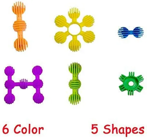 Vista 6 de RAINBOW TOYFROG Star Flex STEM - Juguetes de construcción - 70 bloques de conectores para niños con bolsa - Juguetes de mesa STEM y preescolar