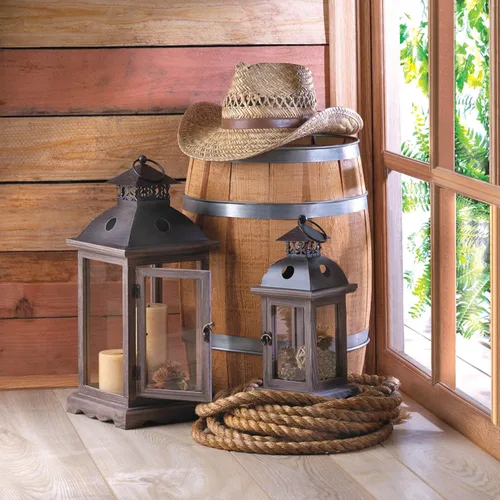 Vista 8 de Accent Plus 57071754 - Farol de vela grande con encanto rústico, sin tamaño, color marrón