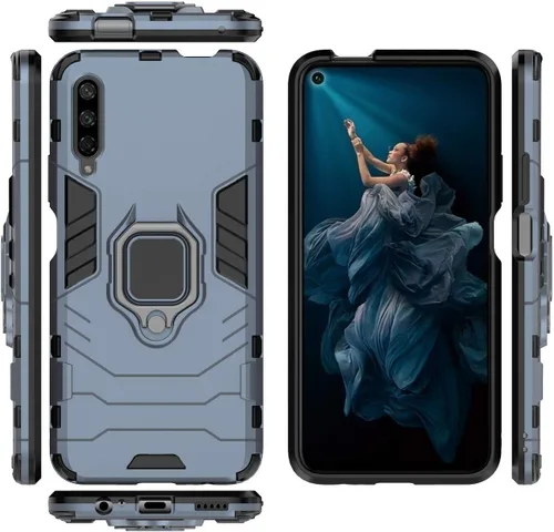 Vista 6 de Funda para Huawei Y9s 2019, soporte de anillo giratorio 360 con soporte magnético para coche, color negro